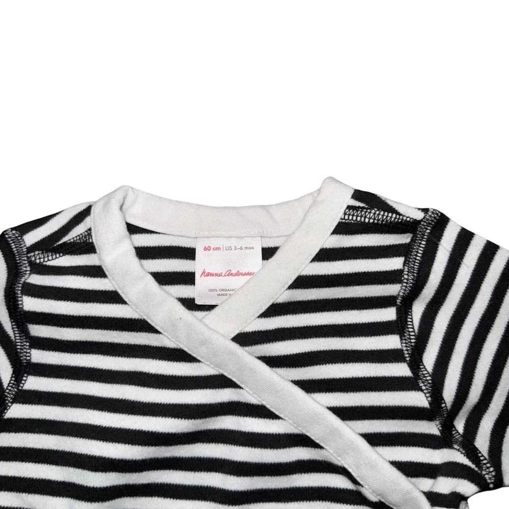 Hanna Andersson Black White Stripe Wrap Long Sleeve Cotton Baby Top 3-6‎ Months
